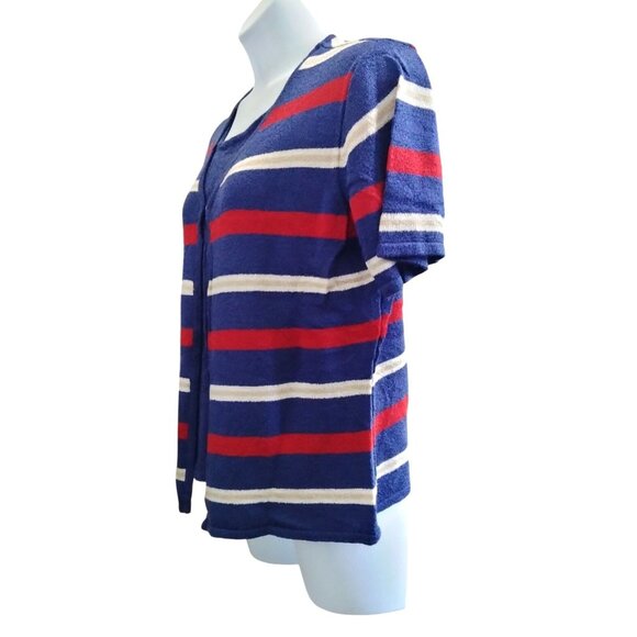 Sag Harbor Woman Blue Red White Striped Cardigan With Attached Tank Plus Size 1X - Picture 5 of 7